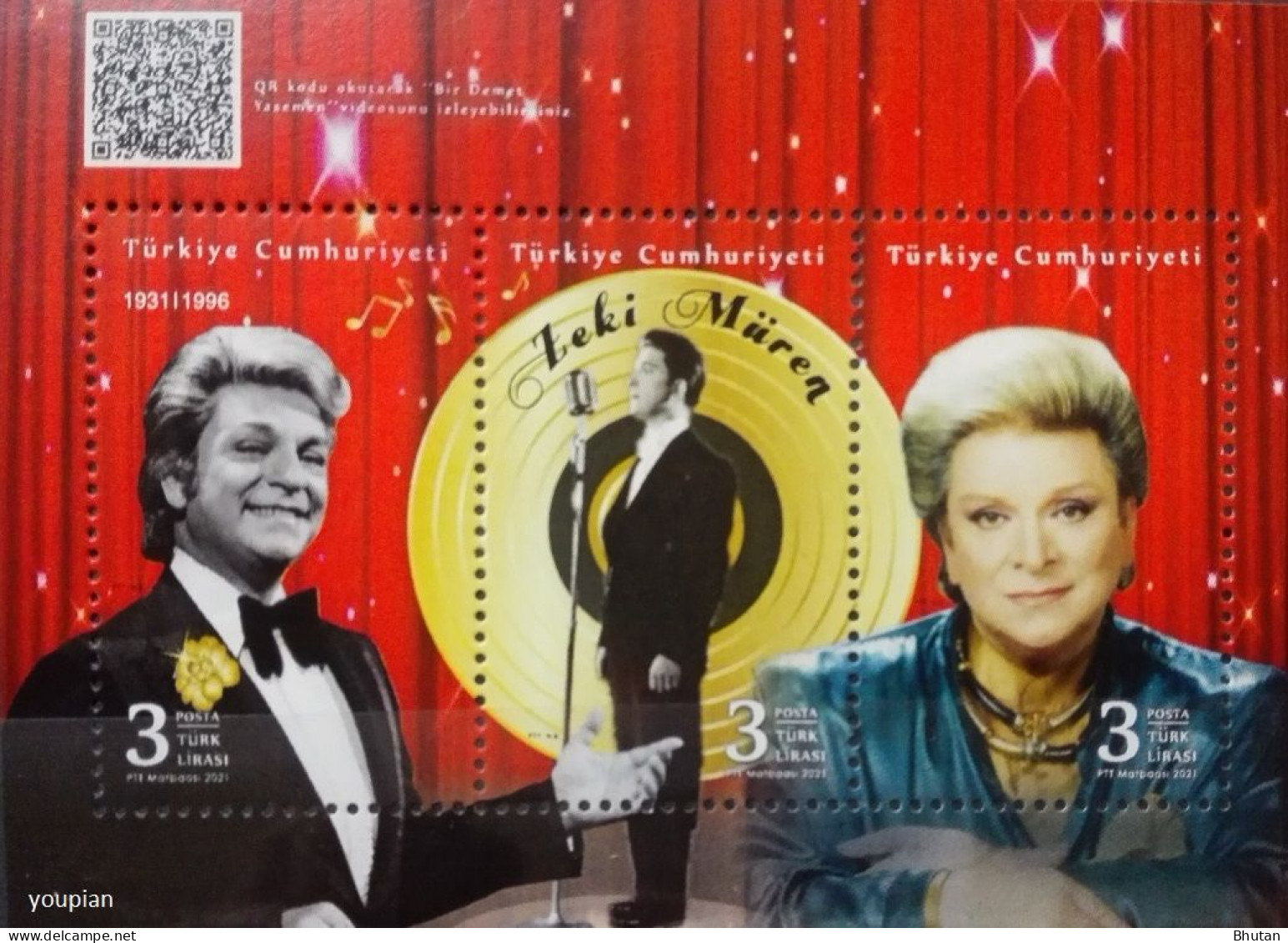 Türkiye 2021, Singer Zeki Müren, MNH Unusual S/S - Ungebraucht