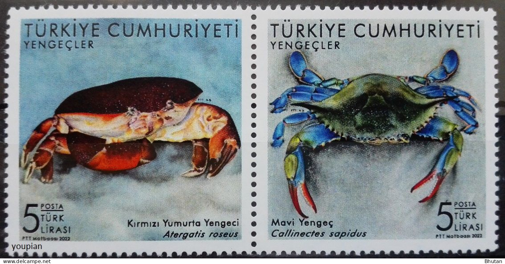 Türkiye 2022, Crabs, MNH Stamps Strip - Ungebraucht