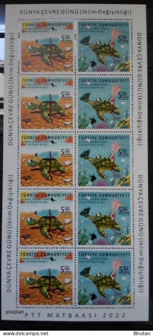 Türkiye 2022, International Environment Day - Turtles, MNH Sheetlet - Ungebraucht