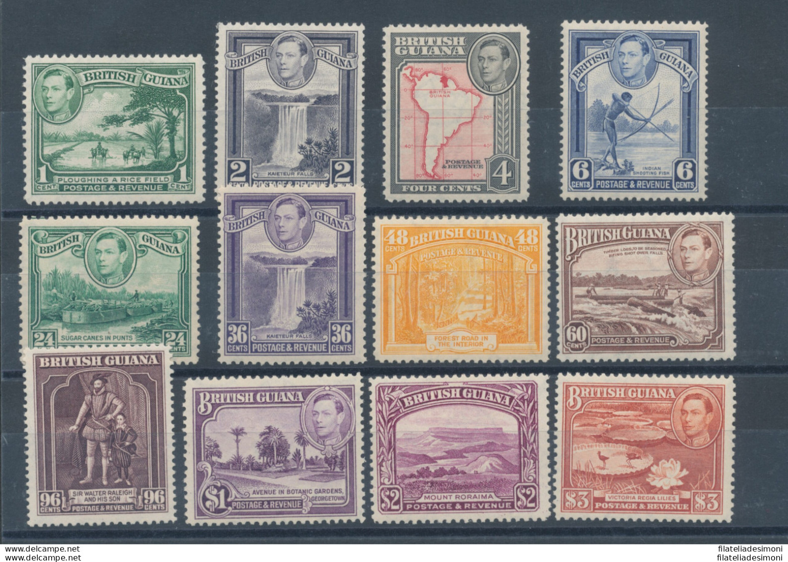 1938 BRITISH GUIANA - SG N° 308/19 , 12 Valori  MLH* - Other & Unclassified
