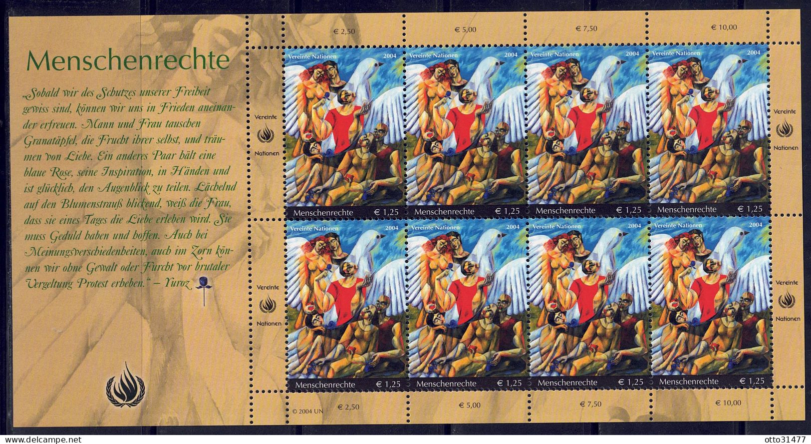 UNO Wien 2004 - Menschenrechte, Nr. 430 - 431 Im Kleinbogen, Postfrisch ** / MNH - Ungebraucht