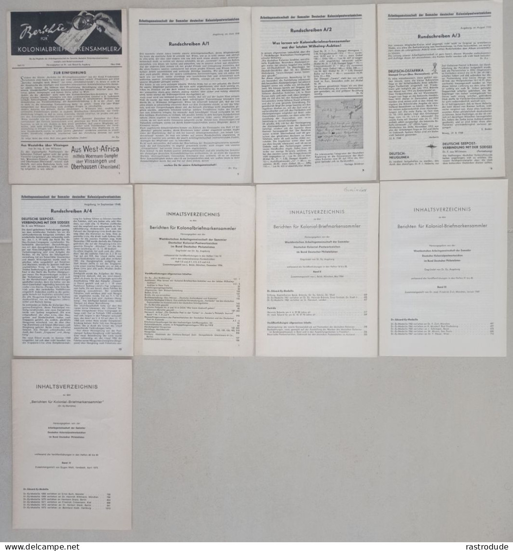 1948-1980 SAMMLUNG RUNDBRIEF BERICHTE FÜR KOLONIALBRIEFMARKEN-SAMMLER - SELTEN - Kolonien Und Auslandsämter