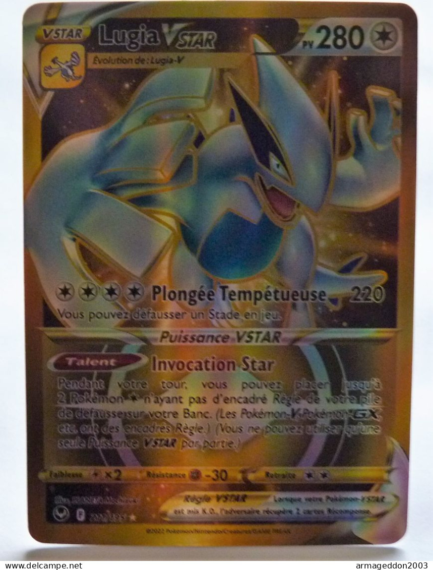 Carte Pokémon France LUGIA 211/195 Vstar GOLD FA Epée Et Bouclier - NEUF - Épée & Bouclier