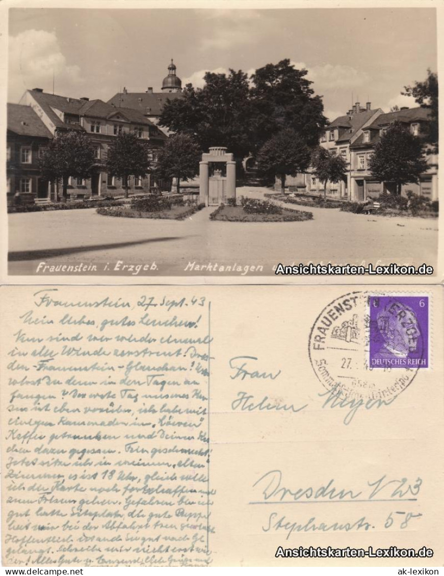 Ansichtskarte Frauenstein (Erzgebirge) Marktanlagen Und Schlossaufgang 1943  - Frauenstein (Erzgeb.)