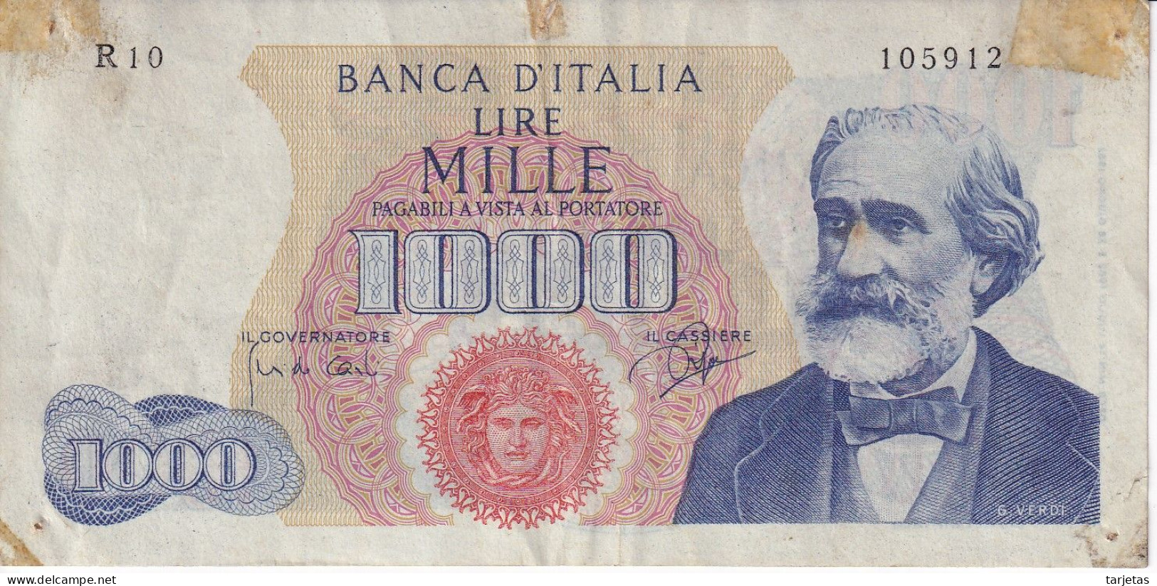 BILLETE DE ITALIA DE 1000 LIRAS DEL AÑO 1962 DE VERDI  (BANKNOTE) - 1.000 Lire