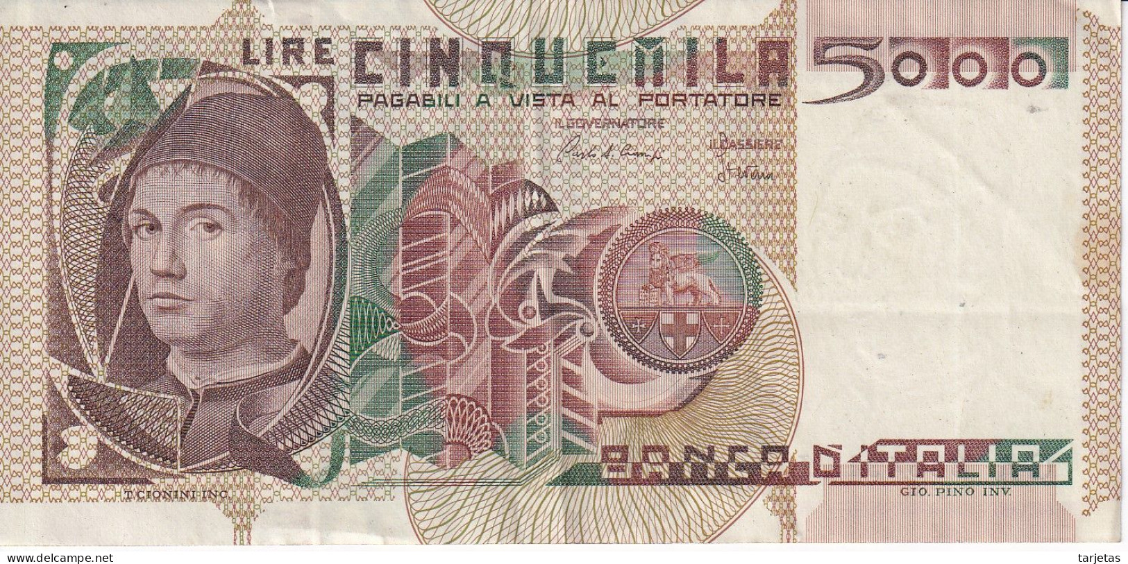 BILLETE DE ITALIA DE 5000 LIRAS DEL AÑO 1982 DE CIONINI  (BANKNOTE) - 5000 Lire