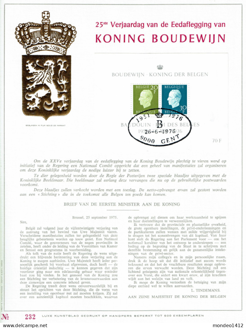 NR BL50/51-2 Cartes Philatelic - 25ème Anniversaire Du Règne Du Roi Baudouin-NL-beperkt 500 Ex - Documents Commémoratifs