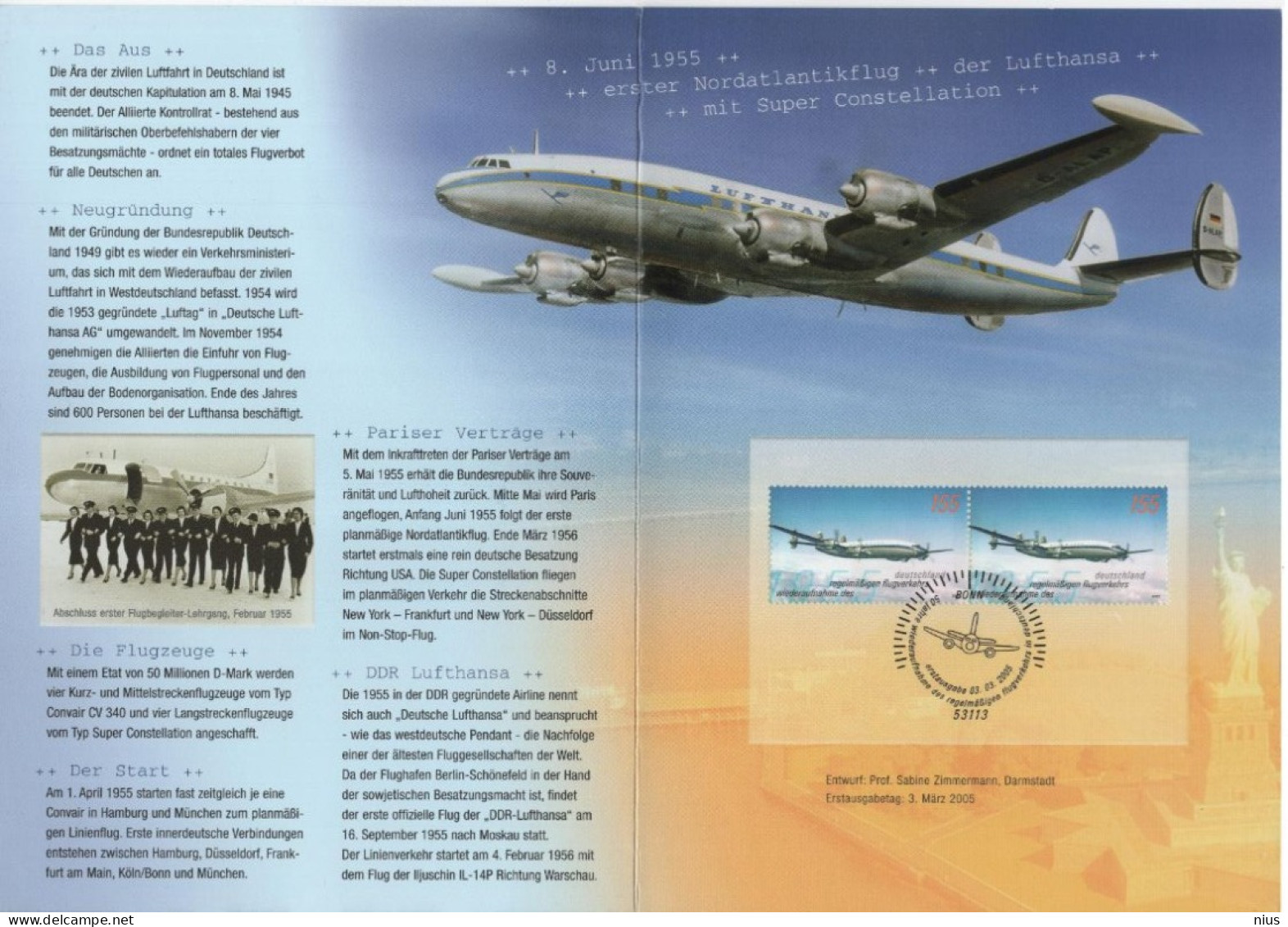 Germany Deutschland 2005 Wiederaufnahme Des Regelmäßigen Flugverkehrs Der Lufthansa, Plana Airship Aviation, Bonn - 2001-2010