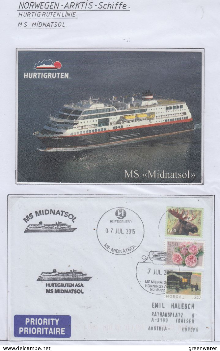 Norway Hurtigruten MS Midnatsol Postcard + Cover  (HI169A) - Navires & Brise-glace