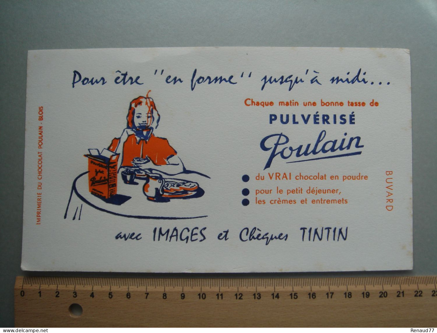 BUVARD - CHOCOLAT POULAIN - IMAGES Et Chèques TINTIN - Chocolade En Cacao