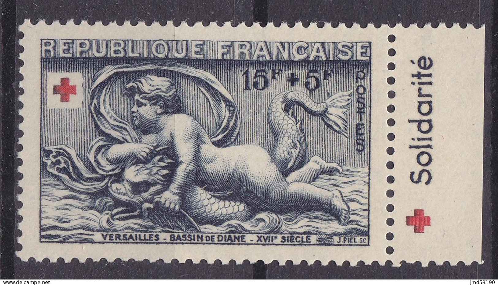 Timbre Neuf* NSG 938a Avec Bandelette Publicitaire SOLIDAIRE, Issu Du Carnet Croix Rouge De 1952 - Unused Stamps