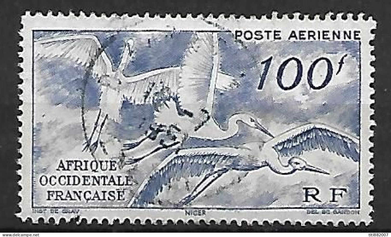 A.O.F.   -   Aéro   -     1947     Y&T N° 13 Oblitéré.   Oiseaux  /  Cigognes - Used Stamps