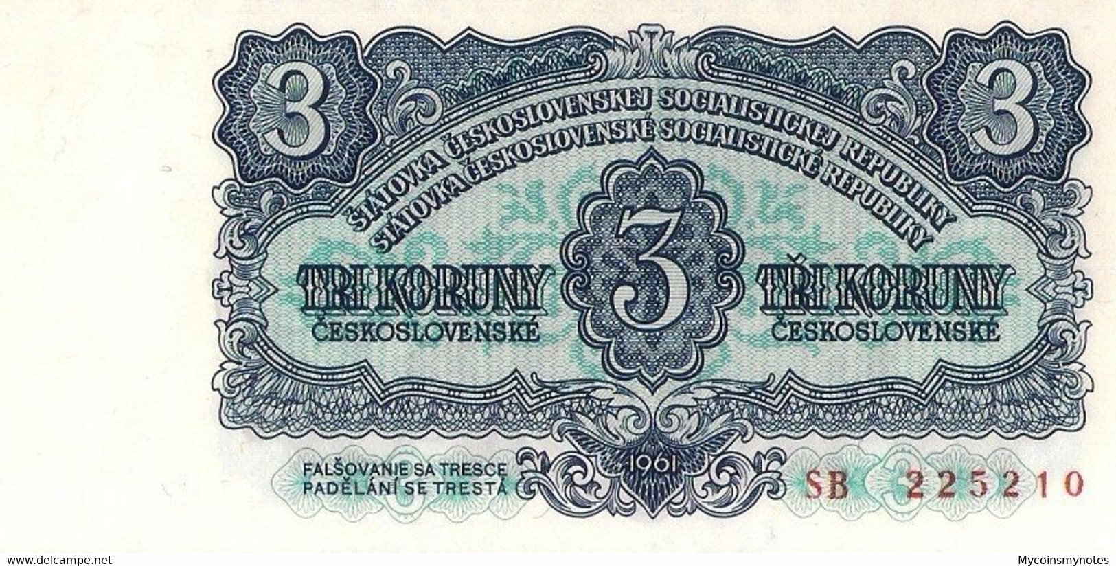 CZECHOSLOVAKIA, 3 Koruny, 1961, P81b, UNC - Tschechoslowakei