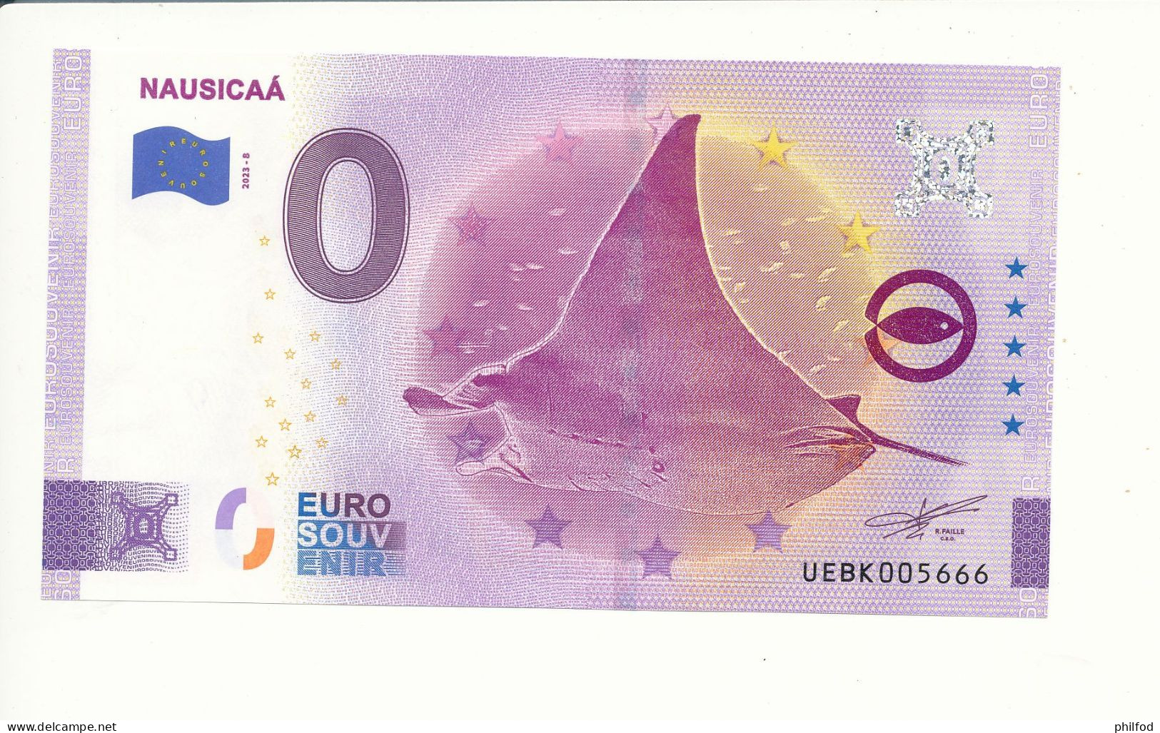 Billet Touristique 0 Euro - NAUSICAÁ - UEBK - 2023-8 - N° 5666 - Other & Unclassified