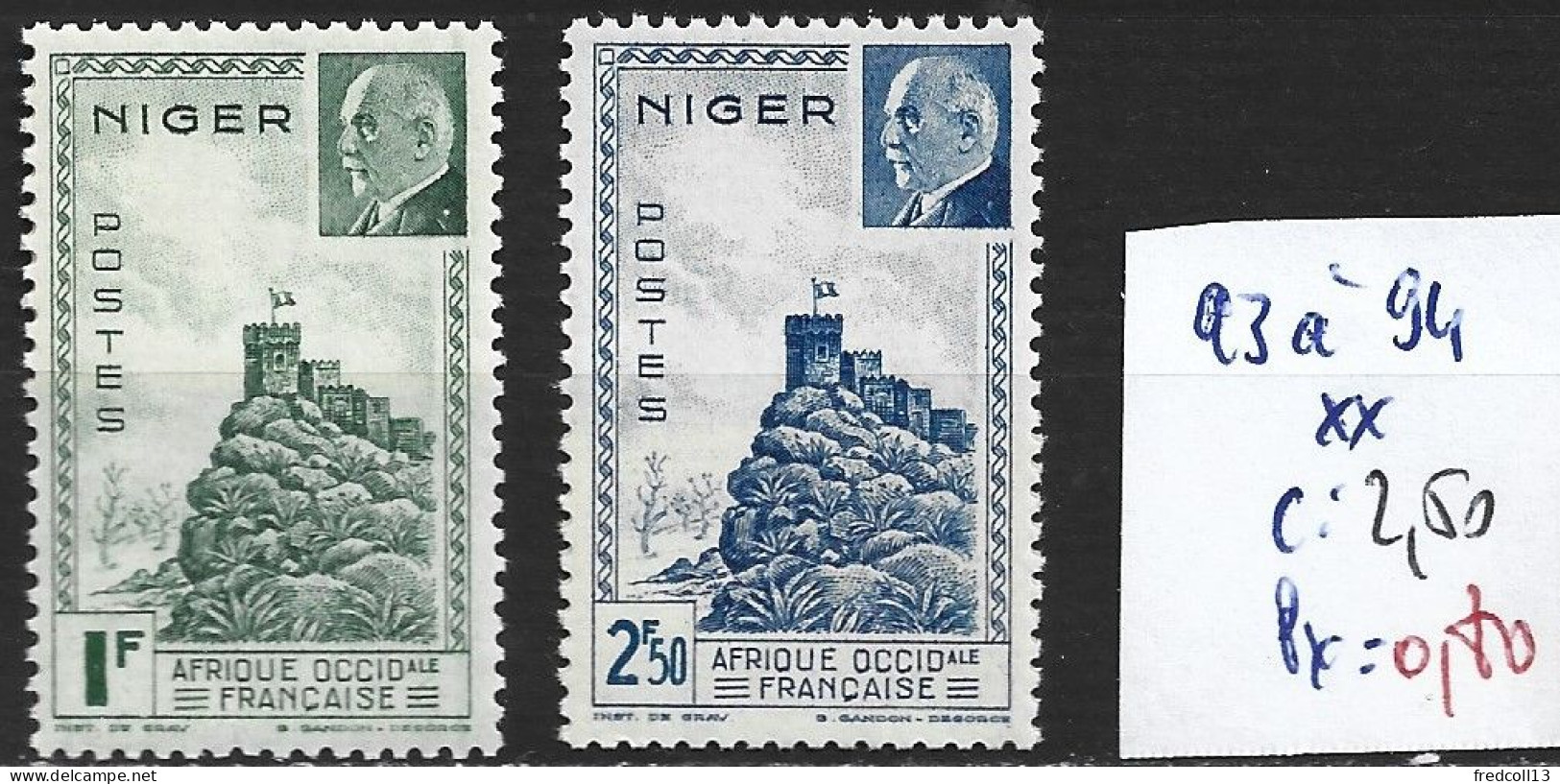 NIGER FRANCAIS 93-94 ** Côte 2.50 € - Neufs