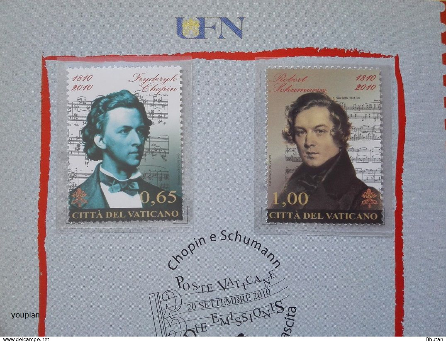 Vatican 2010, 200th Birth Anniversary Of F. Chopin And R. Schumann, CD With MNH S/S And Stamps Set - Nuevos