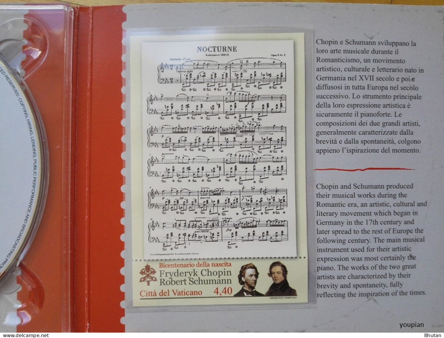 Vatican 2010, 200th Birth Anniversary Of F. Chopin And R. Schumann, CD With MNH S/S And Stamps Set - Nuevos