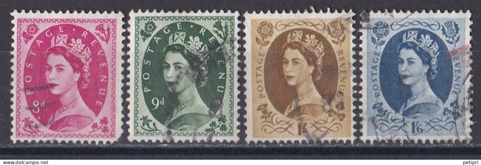 Grande Bretagne - 1952 - 1971 -  Elisabeth II -  Y&T N °  272   273   276   278  Oblitérés - Gebraucht