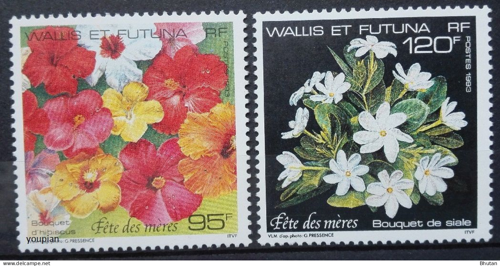 Wallis And Futuna 1993, Buquet And Flowers, MNH Stamps Set - Unused Stamps