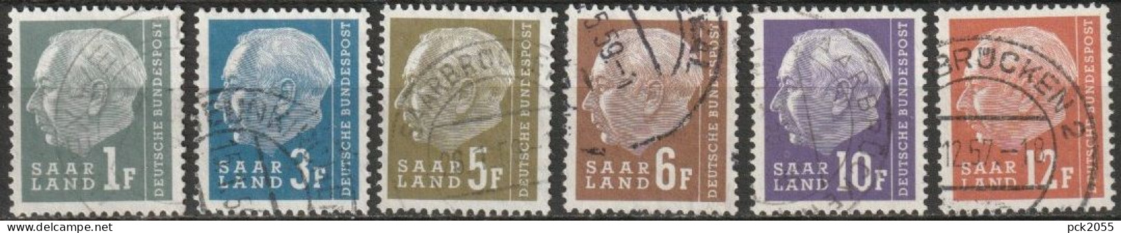 Saarland 1958 MiNr.409 - 414   O Gestempelt  Bundespräsident Theodor Heuss ( EK206/5 ) - Gebraucht