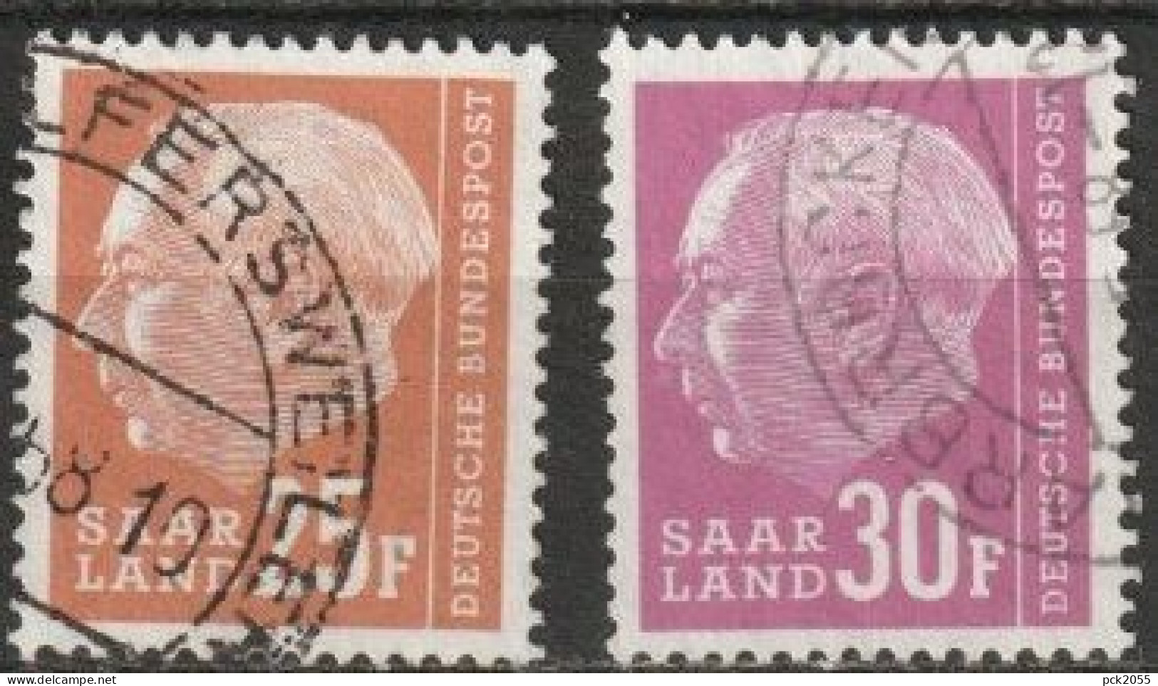 Saarland 1958 MiNr.418 - 419  O Gestempelt  Bundespräsident Theodor Heuss ( A1696) - Usados