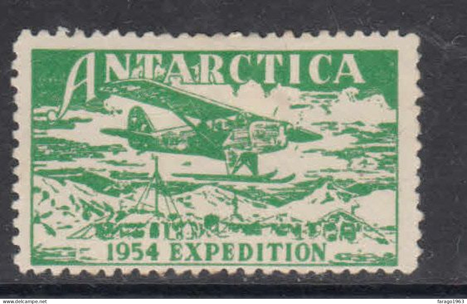 1954 Antarctica Expedition Label Aviation Airplanes Mint Hinged - Otros & Sin Clasificación