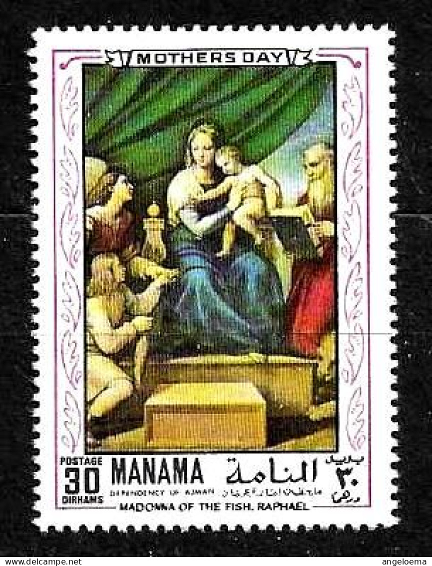 MANAMA - 1970 RAFFAELLO Madonna Del Pesce, Con S.Raffaele E S.Girolamo (Prado, Madrid) Nuovo** MNH - Madonnen