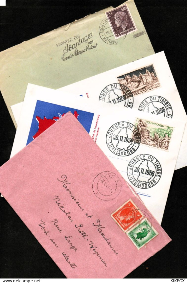 Luxembourg, Luxemburg,  1945- 1958, MI 360, 389, 453, 593, 594,  4 UMSCHLÄGE, SONDERSTEMPEL - Briefe U. Dokumente