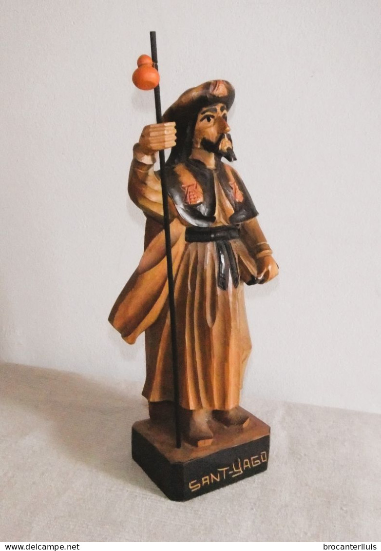 ANTIGUA TALLA DEL APOSTOL SANTIAGO, SANT-YAGO De 30 Cms - Religious Art