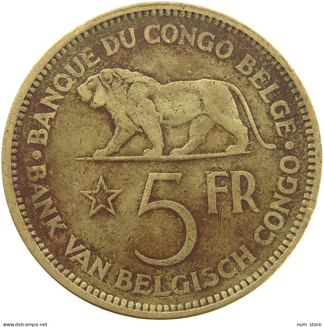 BELGIAN CONGO 5 FRANCS 1936 #s092 0099 - 1934-1945: Leopold III.