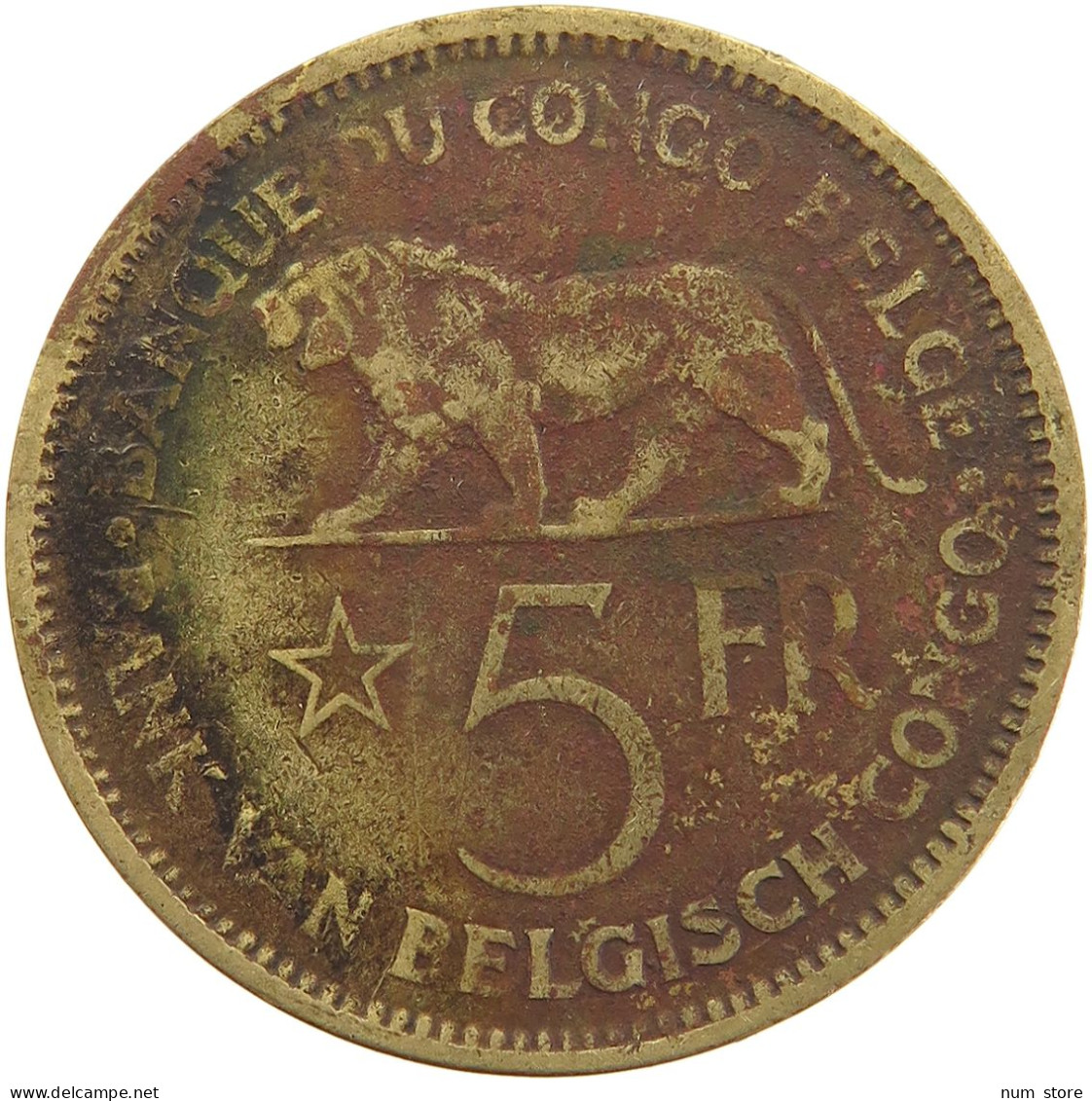 BELGIAN CONGO 5 FRANCS 1936 #s092 0091 - 1934-1945: Leopold III