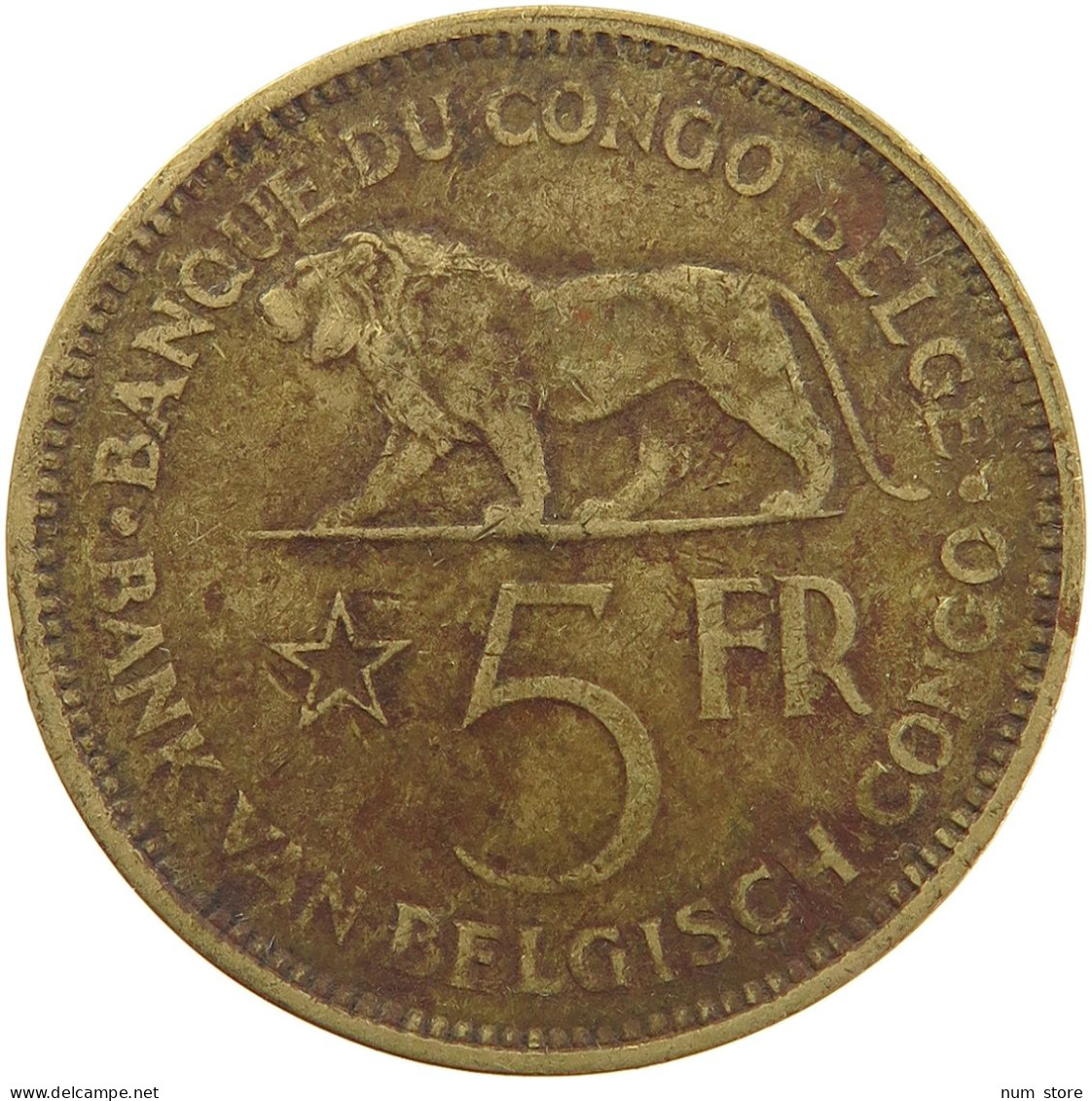 BELGIAN CONGO 5 FRANCS 1936 #s092 0087 - 1934-1945: Leopold III