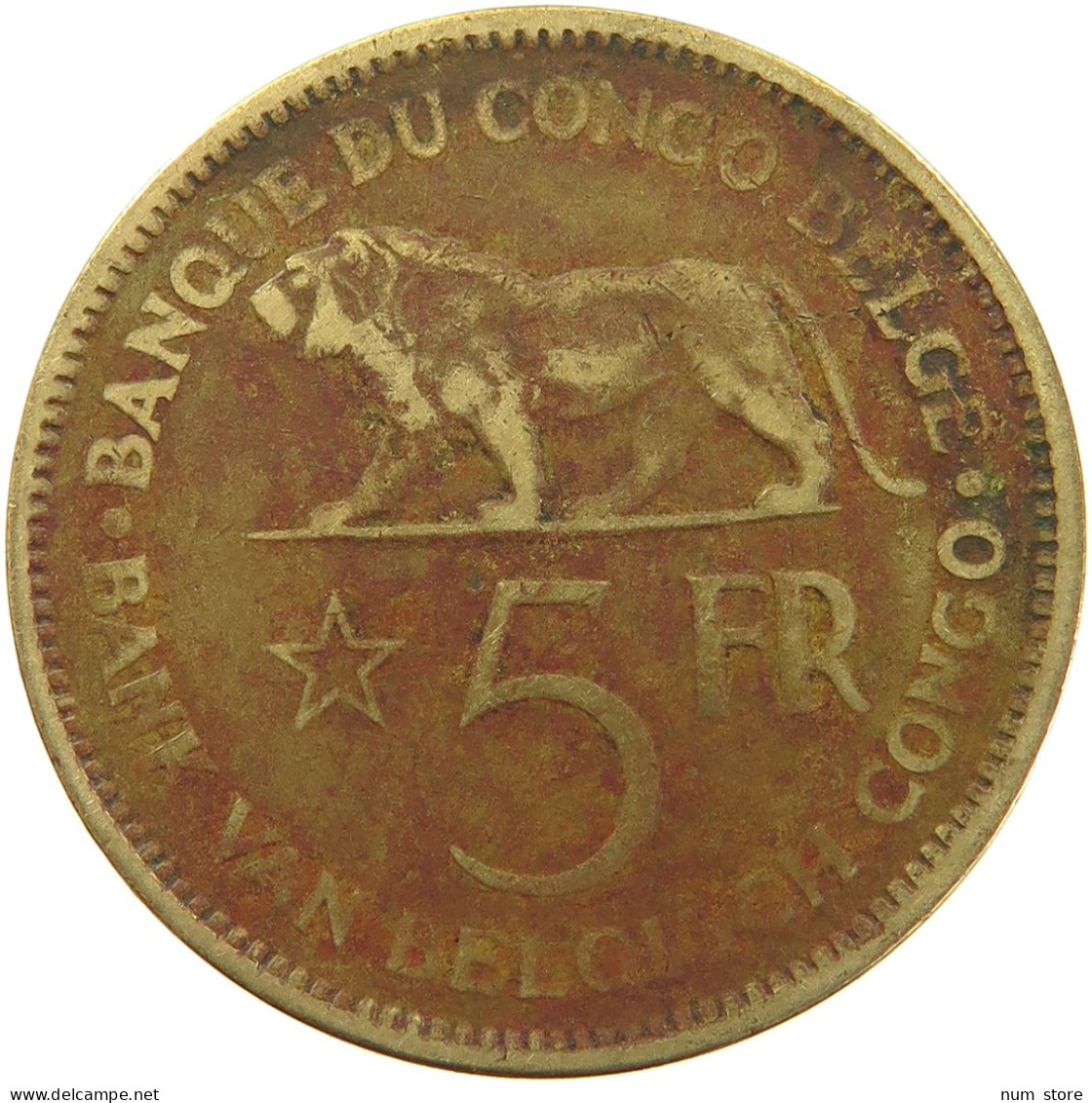 BELGIAN CONGO 5 FRANCS 1936 #s092 0063 - 1934-1945: Leopold III