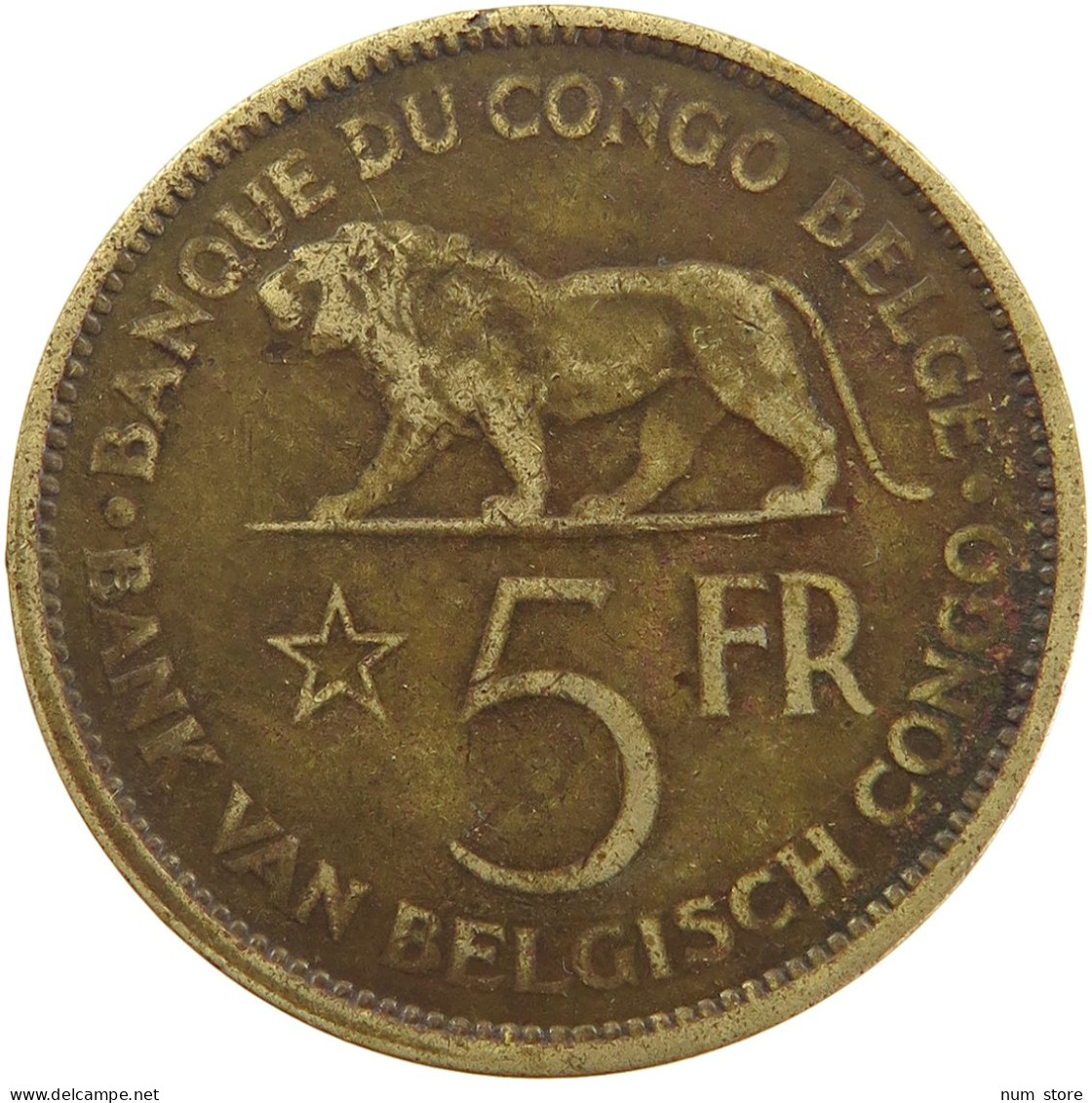 BELGIAN CONGO 5 FRANCS 1936 #s092 0053 - 1934-1945: Leopold III