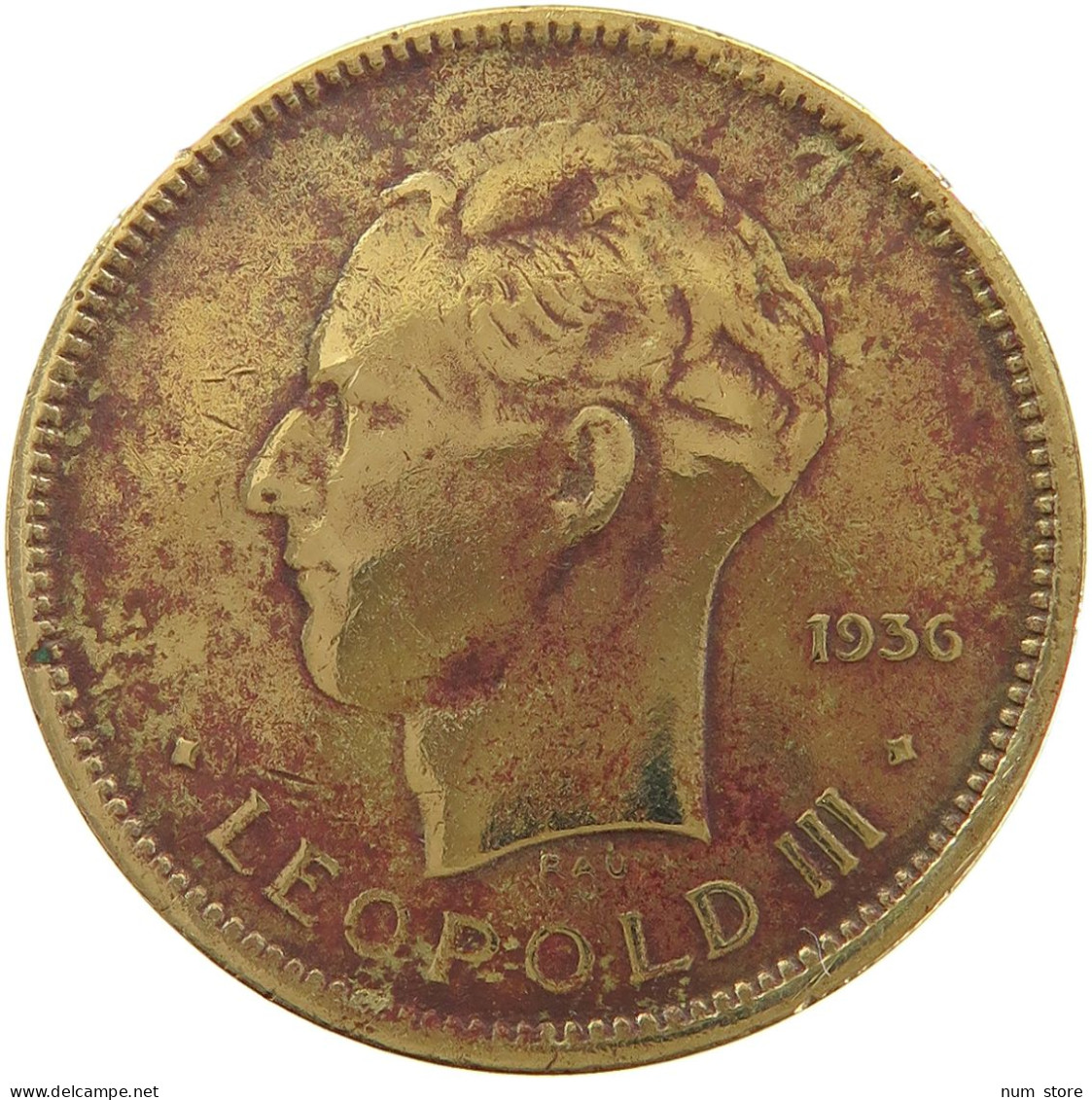 BELGIAN CONGO 5 FRANCS 1936 #s092 0057 - 1934-1945: Leopold III