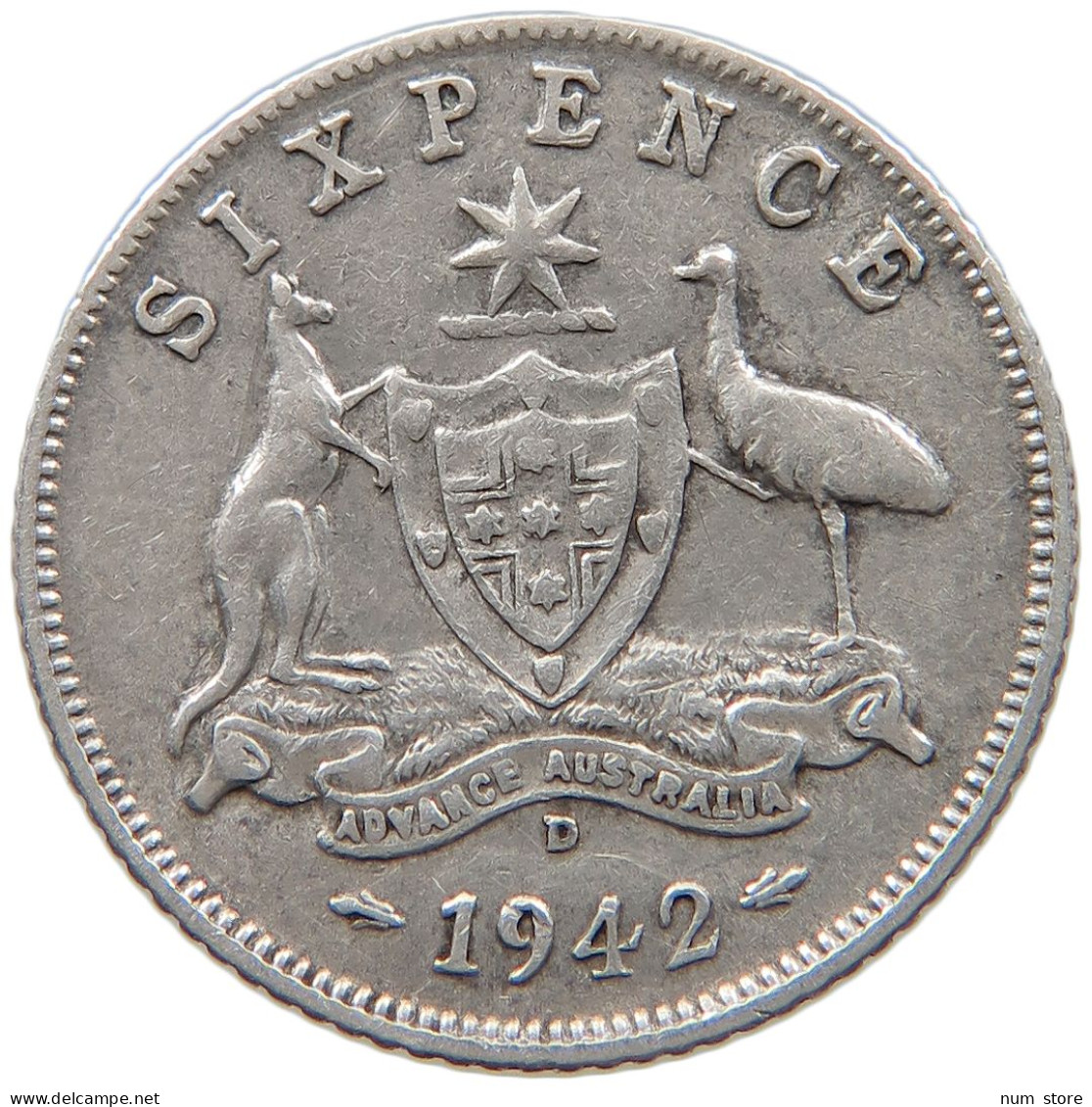 AUSTRALIA SIXPENCE 1942 D #s101 0115 - Sixpence