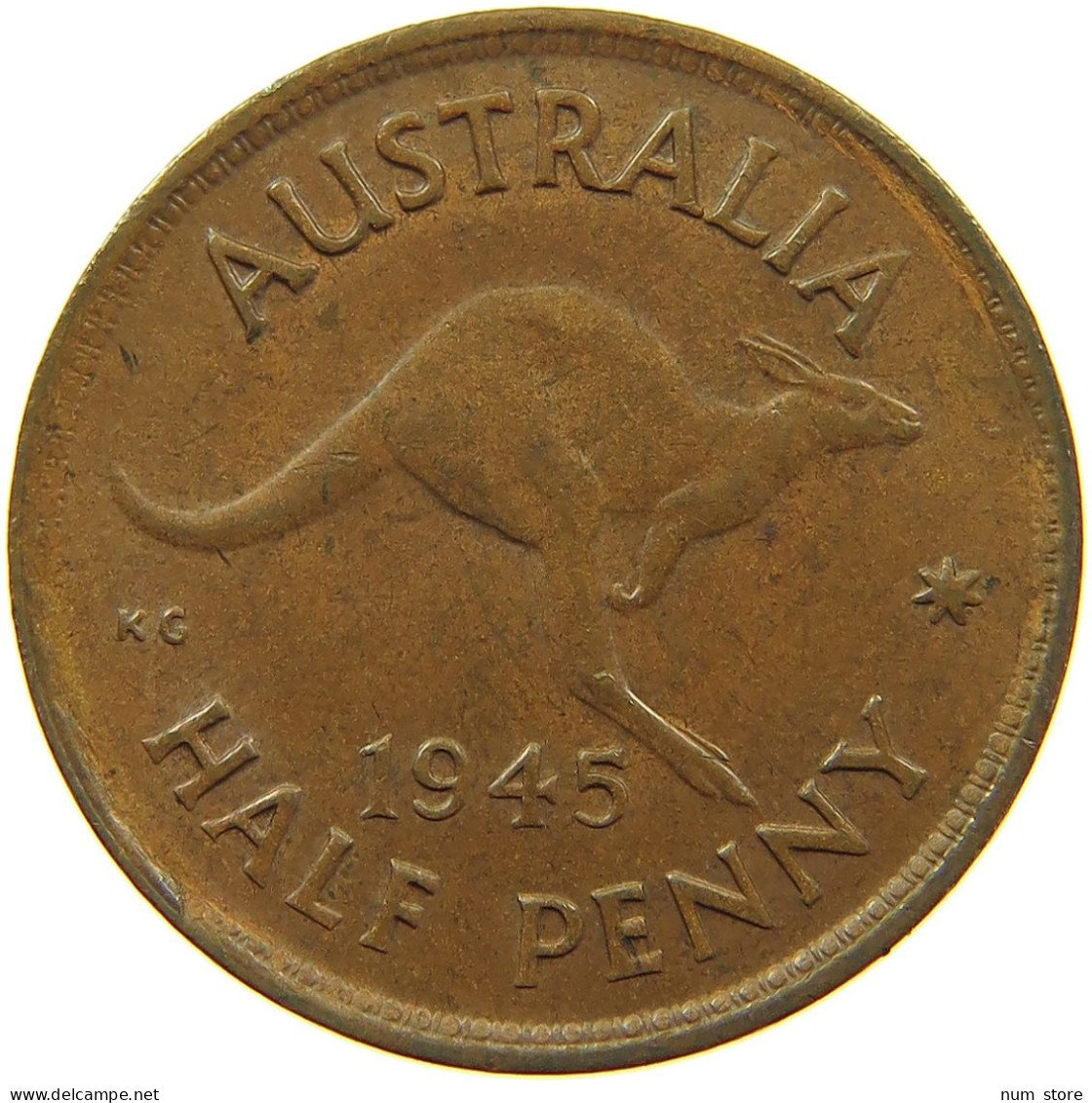 AUSTRALIA 1/2 PENNY 1945 #s099 0327 - ½ Penny