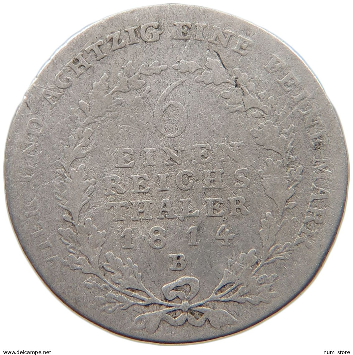 GERMAN STATES 1/6 TALER 1814 B BRANDENBURG PREUSSEN Friedrich Wilhelm III. 1797-1840 #s101 0377 - Taler Et Doppeltaler