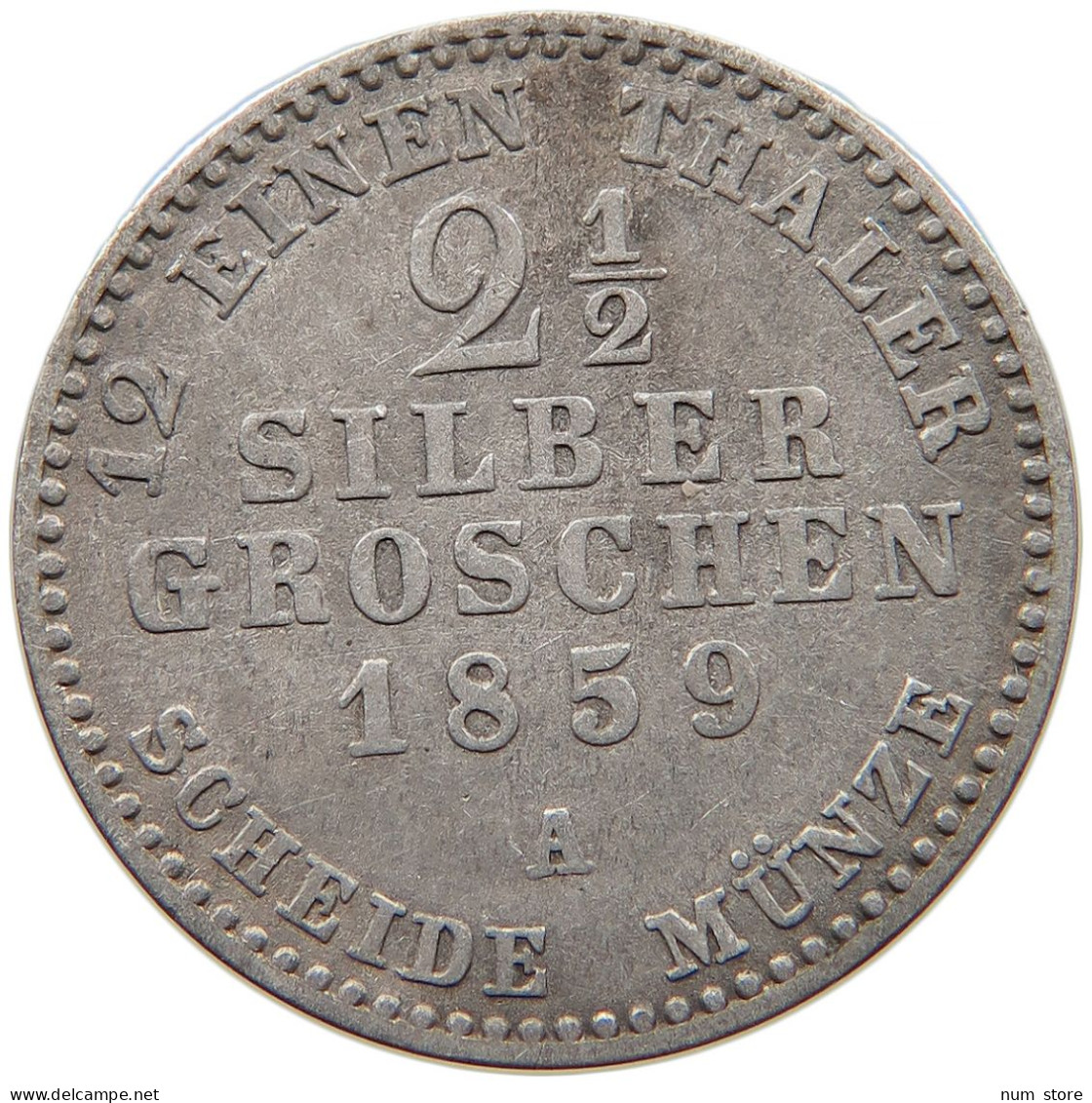 GERMAN STATES 2 1/2 SILBERGROSCHEN 1859 A BRANDENBURG PREUSSEN Friedrich Wilhelm IV. (1840-1861) #s094 0351 - Taler & Doppeltaler