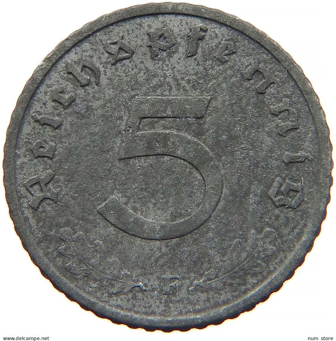 GERMANY 5 REICHSPFENNIG 1943 F #s091 0901 - 5 Reichspfennig