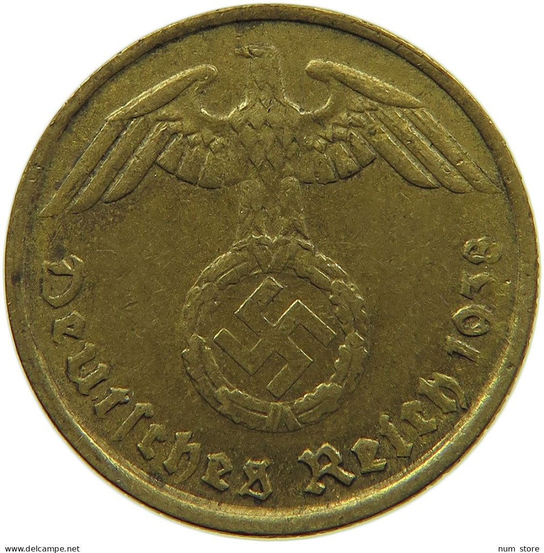 GERMANY 5 REICHSPFENNIG 1938 G OFF-CENTER #s091 0691 - 5 Reichspfennig