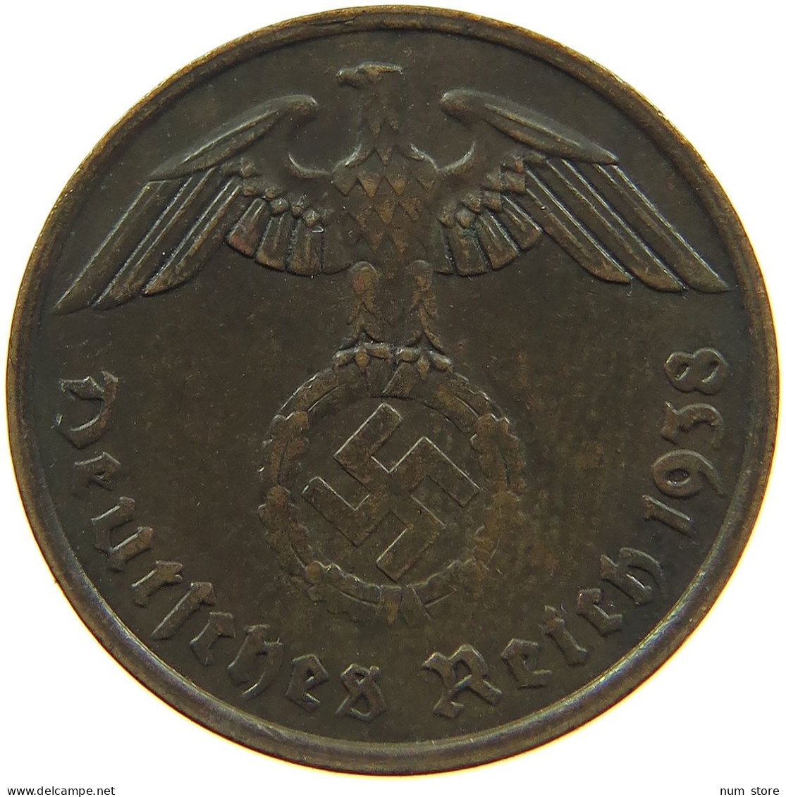 GERMANY 2 REICHSPFENNIG 1938 G #s095 0197 - 2 Reichspfennig