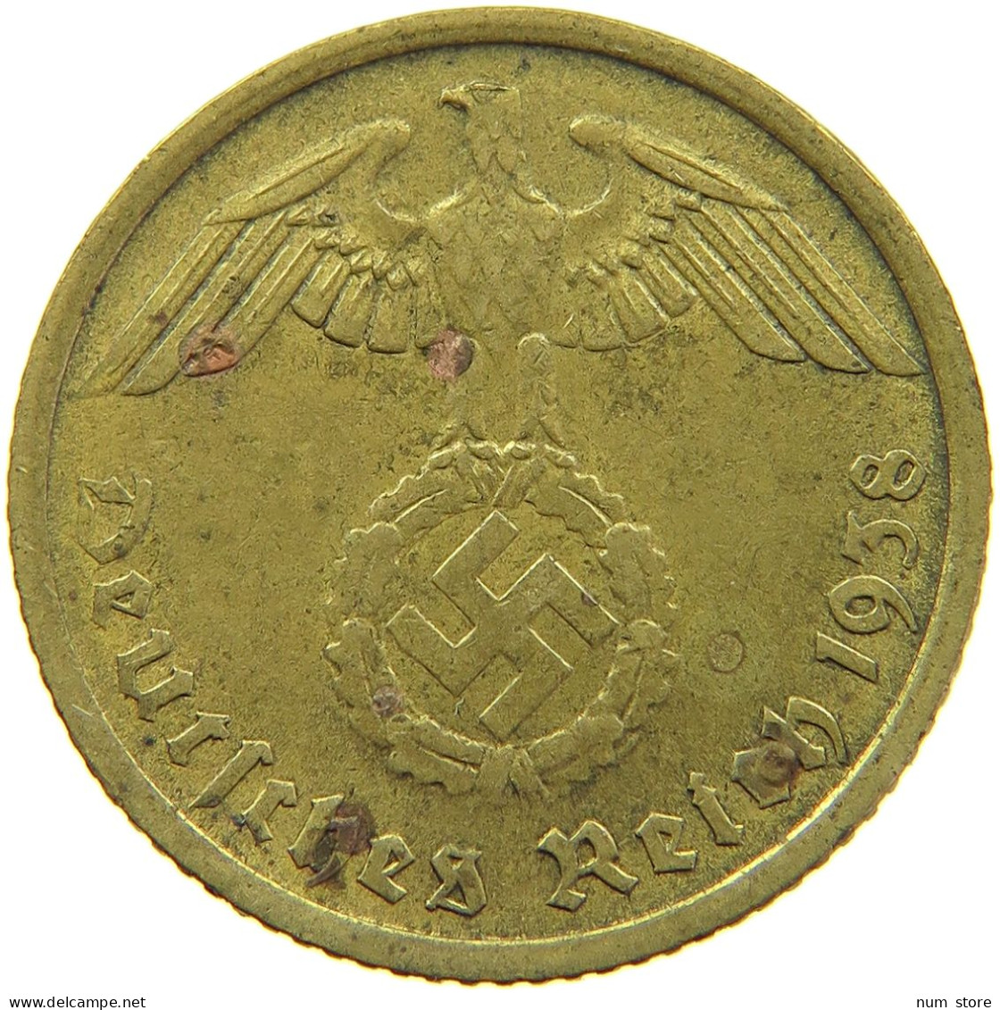 GERMANY 10 REICHSPFENNIG 1938 G #s095 0169 - 10 Reichspfennig