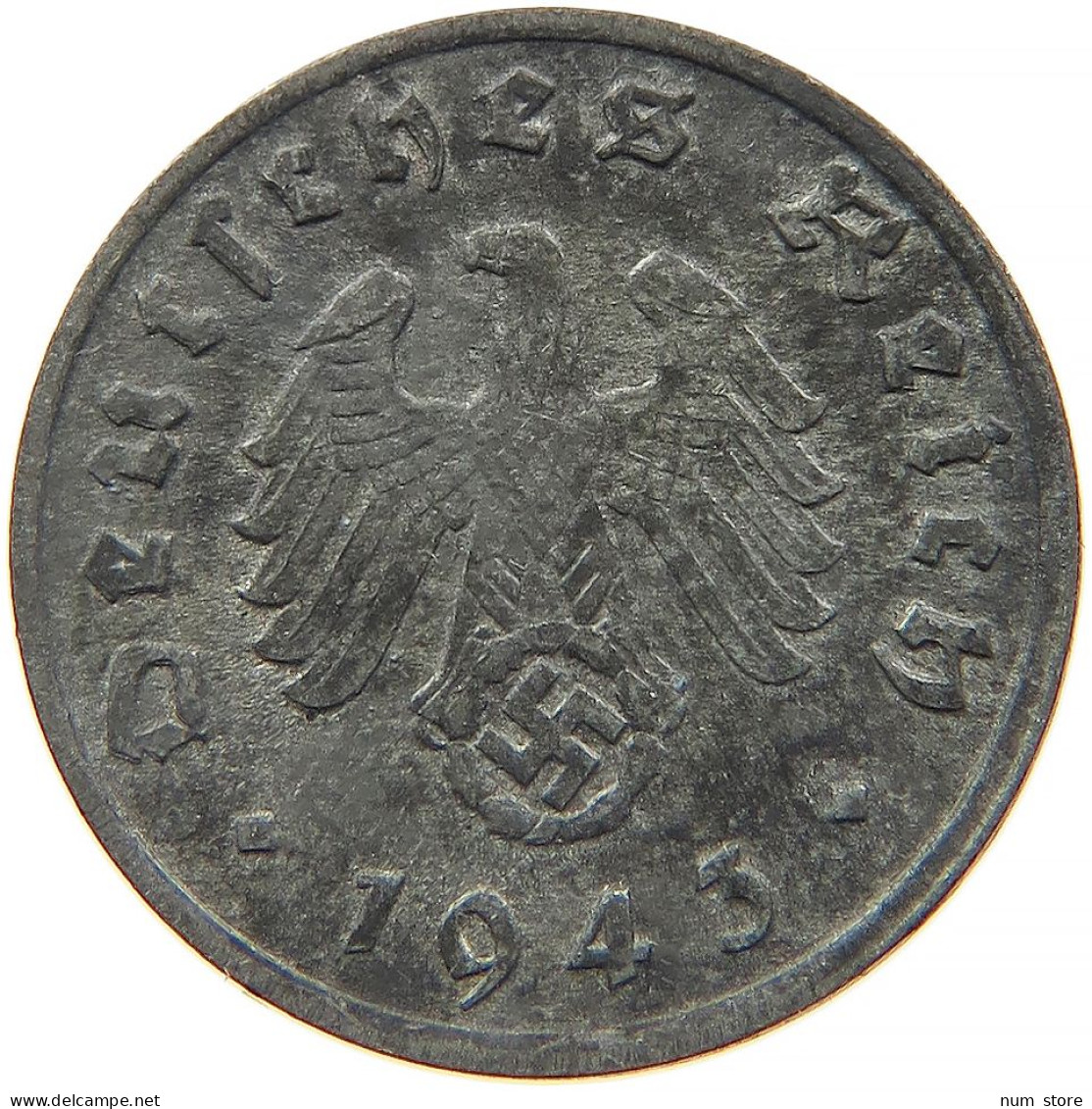 GERMANY 1 REICHSPFENNIG 1943 D #s091 1049 - 1 Reichspfennig