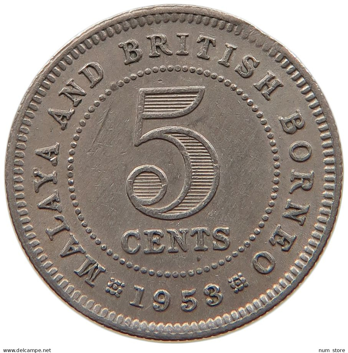 MALAYA AND BRITISH BORNEO 5 CENTS 1953 #s096 0413 - Colonias