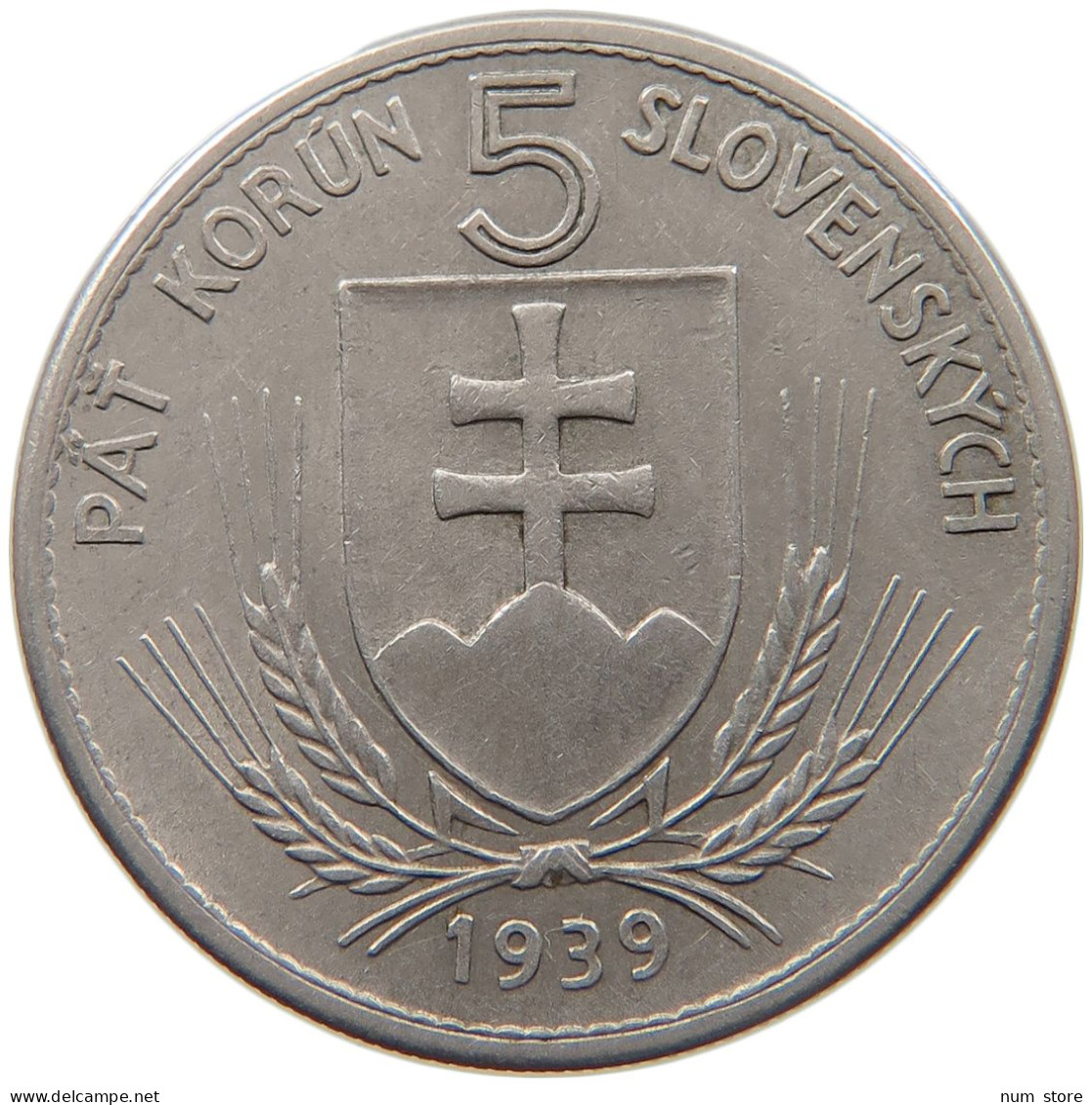 SLOVAKIA 5 KORUN 1939 #s090 0169 - Eslovaquia