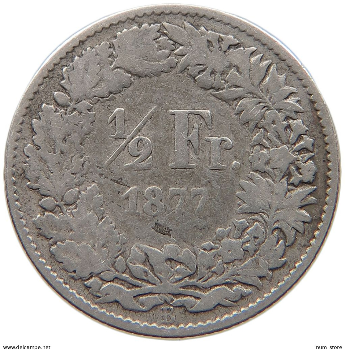 SWITZERLAND 1/2 FRANC FRANKEN 1877 #s100 0859 - 1/2 Franc