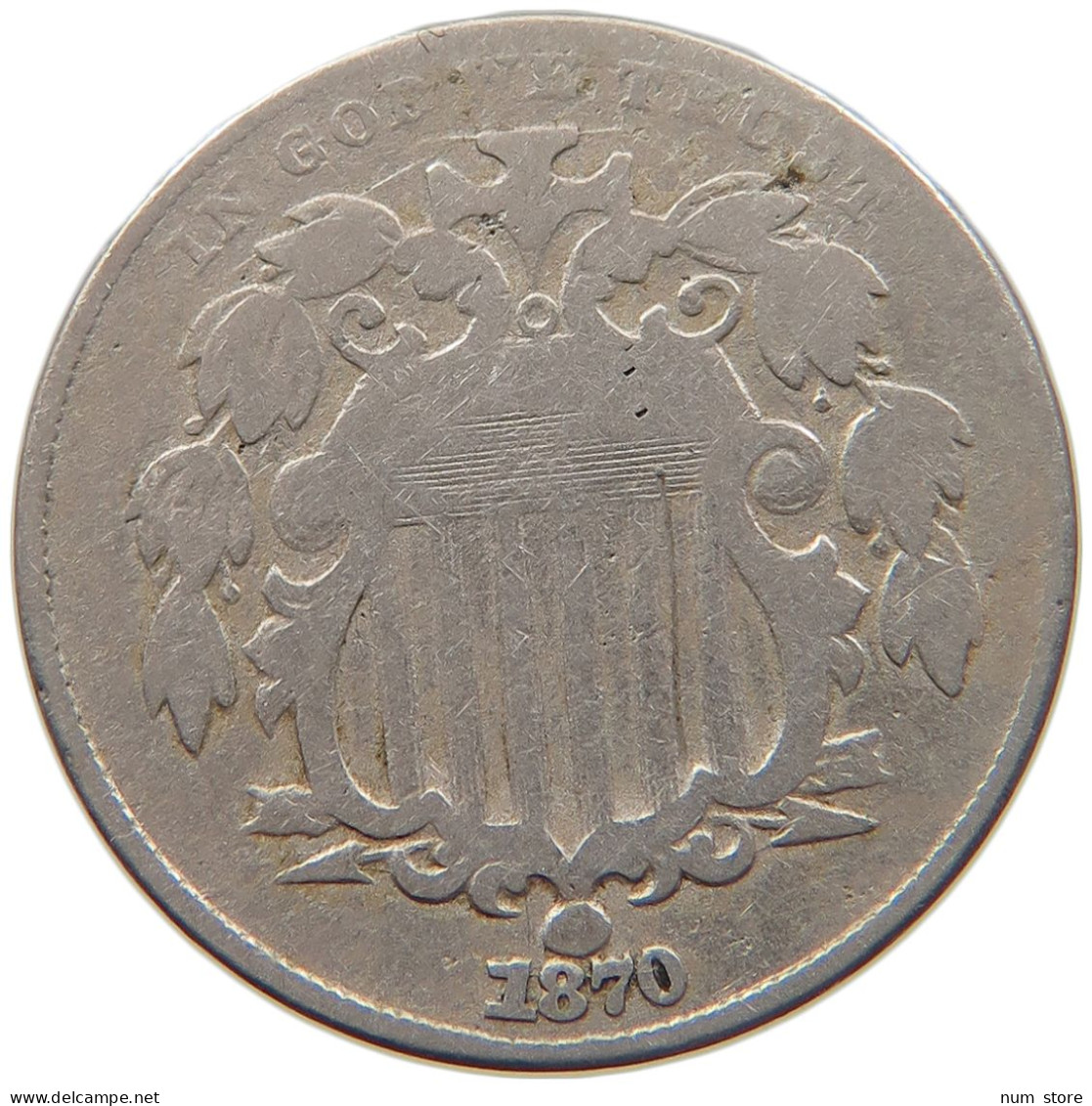 UNITED STATES OF AMERICA NICKEL 1870 #s093 0135 - 1866-83: Shield (Stemma)