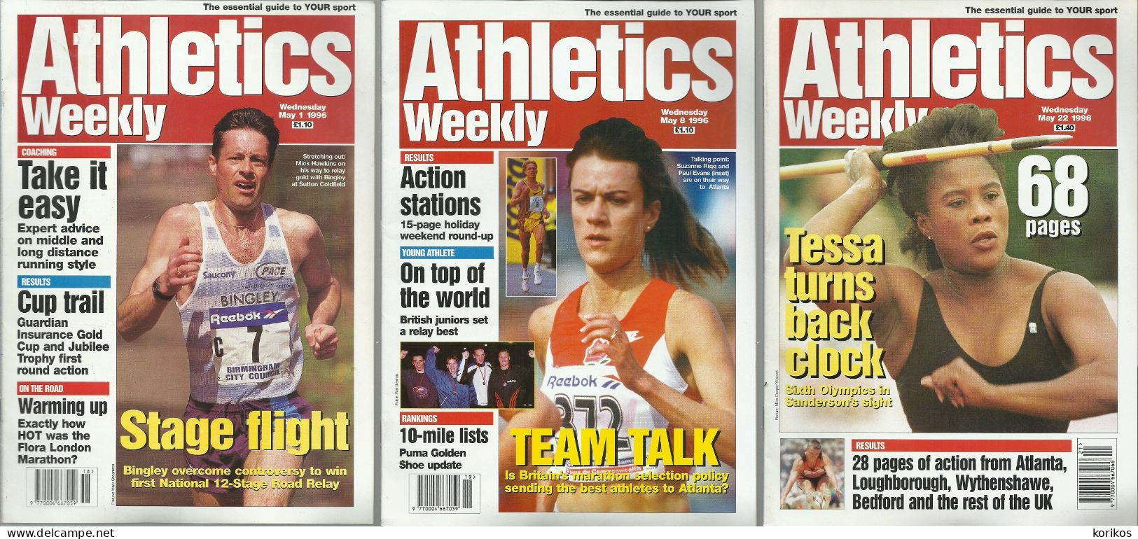 ATHLETICS WEEKLY 1996 - BUNDLE MAGAZINE SET – LOT OF 34 OUT OF 53 - TRACK AND FIELD