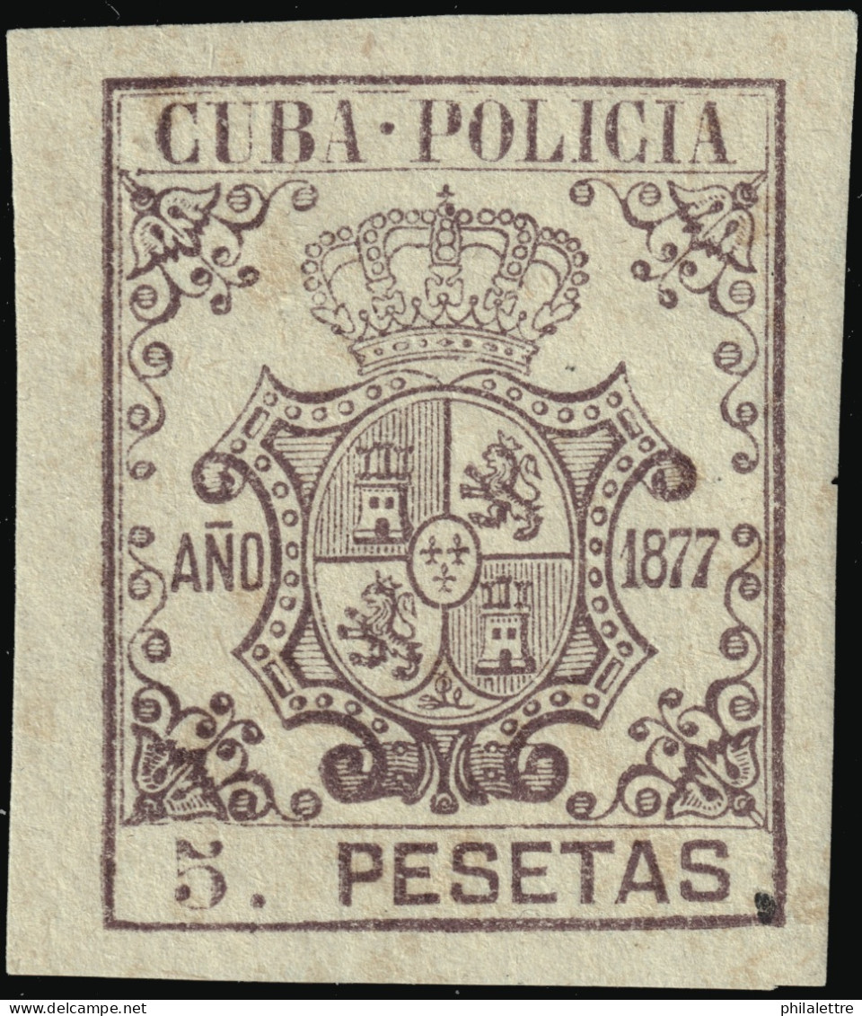 ESPAGNE / ESPANA - COLONIAS (Cuba) 1877 "CUBA-POLICIA" Fulcher 460 5 P Violeta-negro - Nuevo* - Kuba (1874-1898)